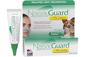 NasalGuard Airborne Particle Blocker Gel for Pet Lovers – Helps Reduce Inhalation of Pet Hair, Dander & Allergens – Drug-Free, Daily Use, Made in USA (Cool Menthol, 3g Tube)