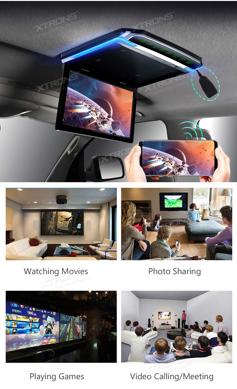 XTRONS 4K Wireless Display Adapter Airplay Miracast Dongle for TV, WiFi Display Dongle Wireless HDMI Dongle TV Receiver Screen Mirroring Adapter for iOS/Android/Monitor/Projector