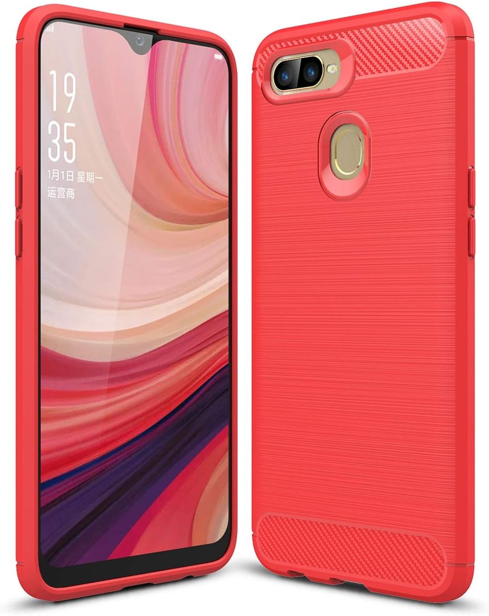 for Oppo A5/A3S/AX5/C1 |A3 |A7/A5S Case Ultra Slim Shock Resistant Carbon Fiber Wire Drawing Thin Soft TPU Protective Cover