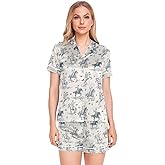 Gugusary Womens Soft Silk Satin Pajamas Set Summer 2 Piece Pajama Set Button Down Sets Sleepwear Loungewear