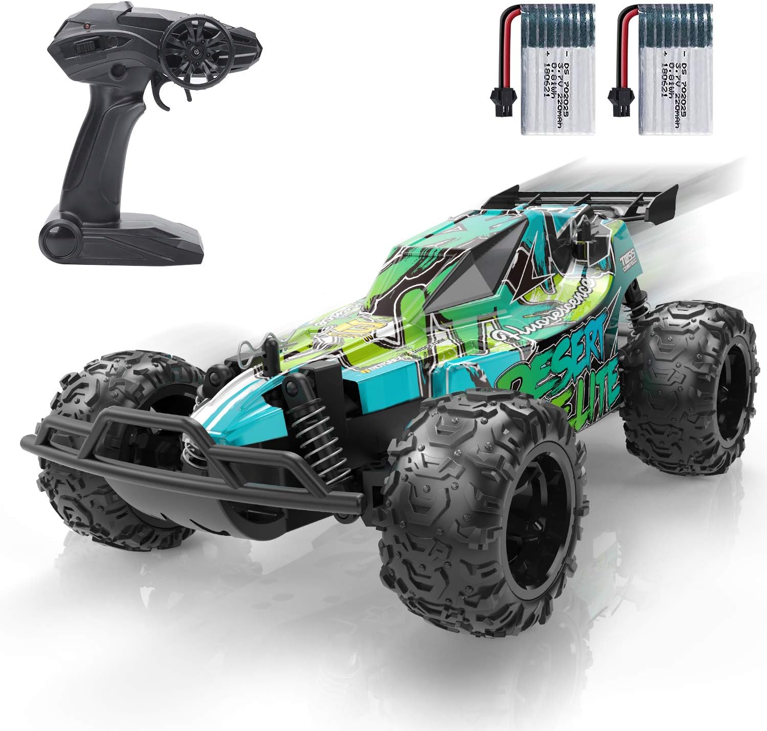 DEERC Remote Control Car,20KM/H High Speed Racing Car with 2 Rechargeable Batteries,2.4GHZ Off Road Trucks Electric Stunt RC Car Toy for Boys&Girls: Toys & Games