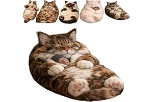 Plush Cat Print Envelope Sleeping Bag for Human, Washable Plush Cat Print Envelope Sleeping Bag, Giant Fluffy Adult Animal Sl