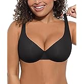FeelinGirl Bras for Women Unlined No Padding Comfort Underwire Plus Size Full Coverage Seamless Plunge Everyday Bras