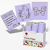 Phomemo Purple Self-Adhesive Thermal Paper, Glossy Printable Sticker Paper for Phomemo T02/M02X/M02L/Y02C/Q02 Mini Sticker Printer, 50mm x 3.5m, Diameter 28mm, 3-Rolls, Image Time 20 Years