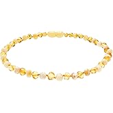 Genuine Amber Necklace From Baltic Sea made with Polished Honey and Polished Milky 19.7 Inches (Adult)
