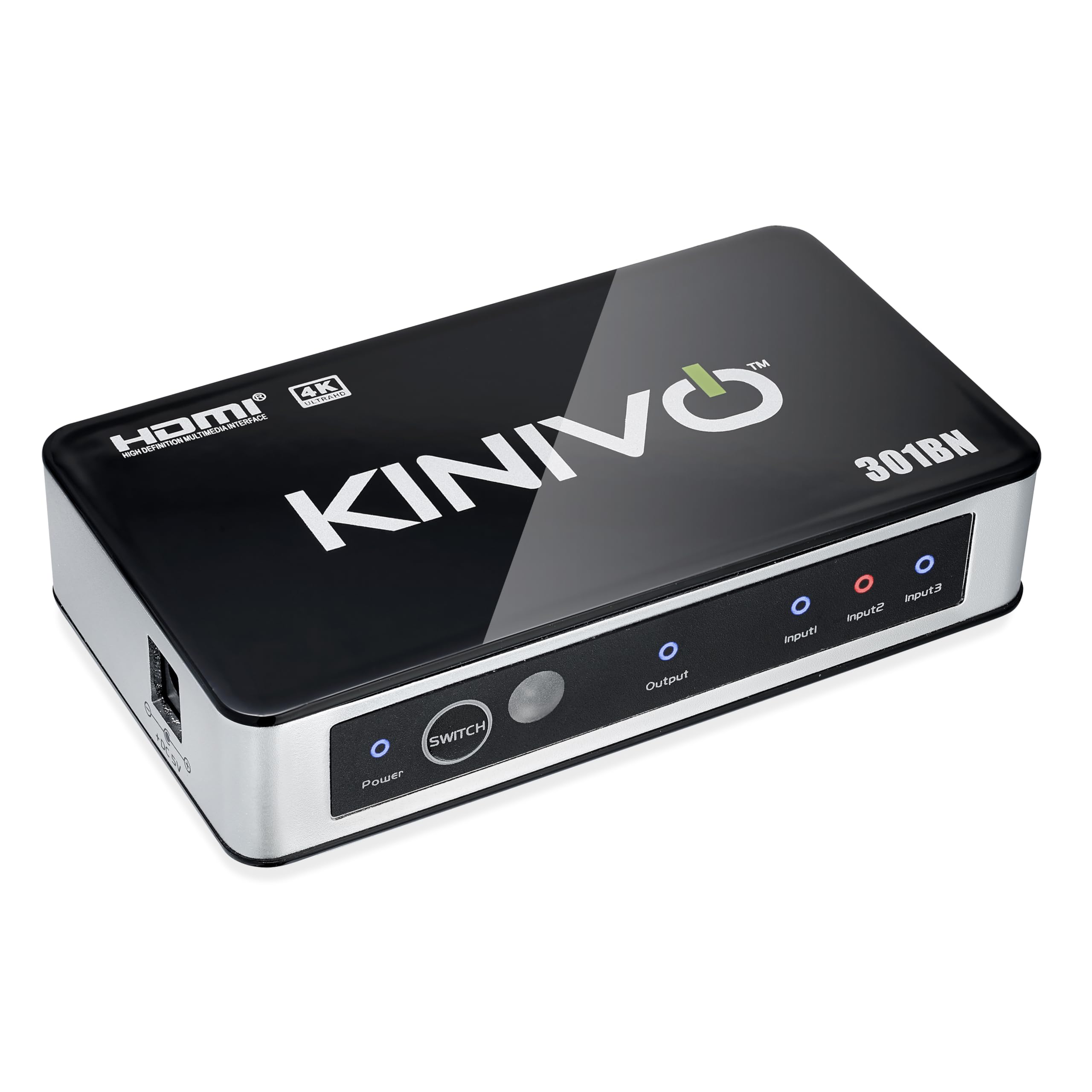 Kinivo Premium 301BN High speed HDMI switch with IR wireless remote and UK plug - supports 3D, 1080p (301BN - 3 Port)