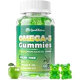 GparkNature Omega 3 Fatty Acid Supplements for Woman,Vegen Omega-3 Supplement Gummies 1500Mg from Algae 0il(DHA 600mg & EPA 300mg), Turmeric Gummy for Adults, Vitamins D3, E, Zinc & MSM, Sugar Free