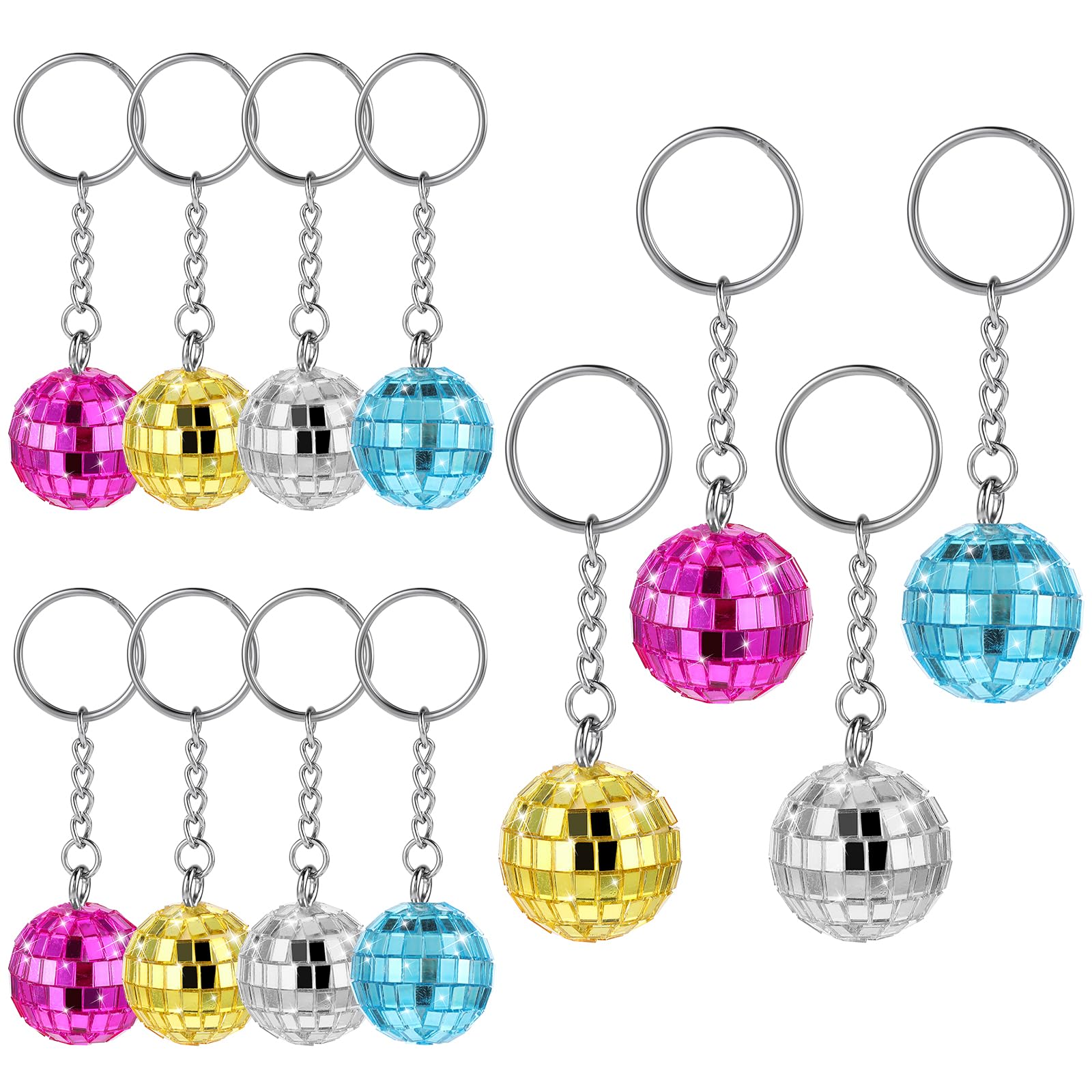 Disco Ball Party Favors - 12 Piece Set, Silver Mirror Balls for 70s, Halloween & Christmas Parties