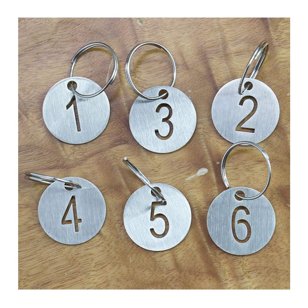 Sourcemall Numbered Tags with Key Ring Stainless Steel Circle Tags Diameter 3cm (1-25)
