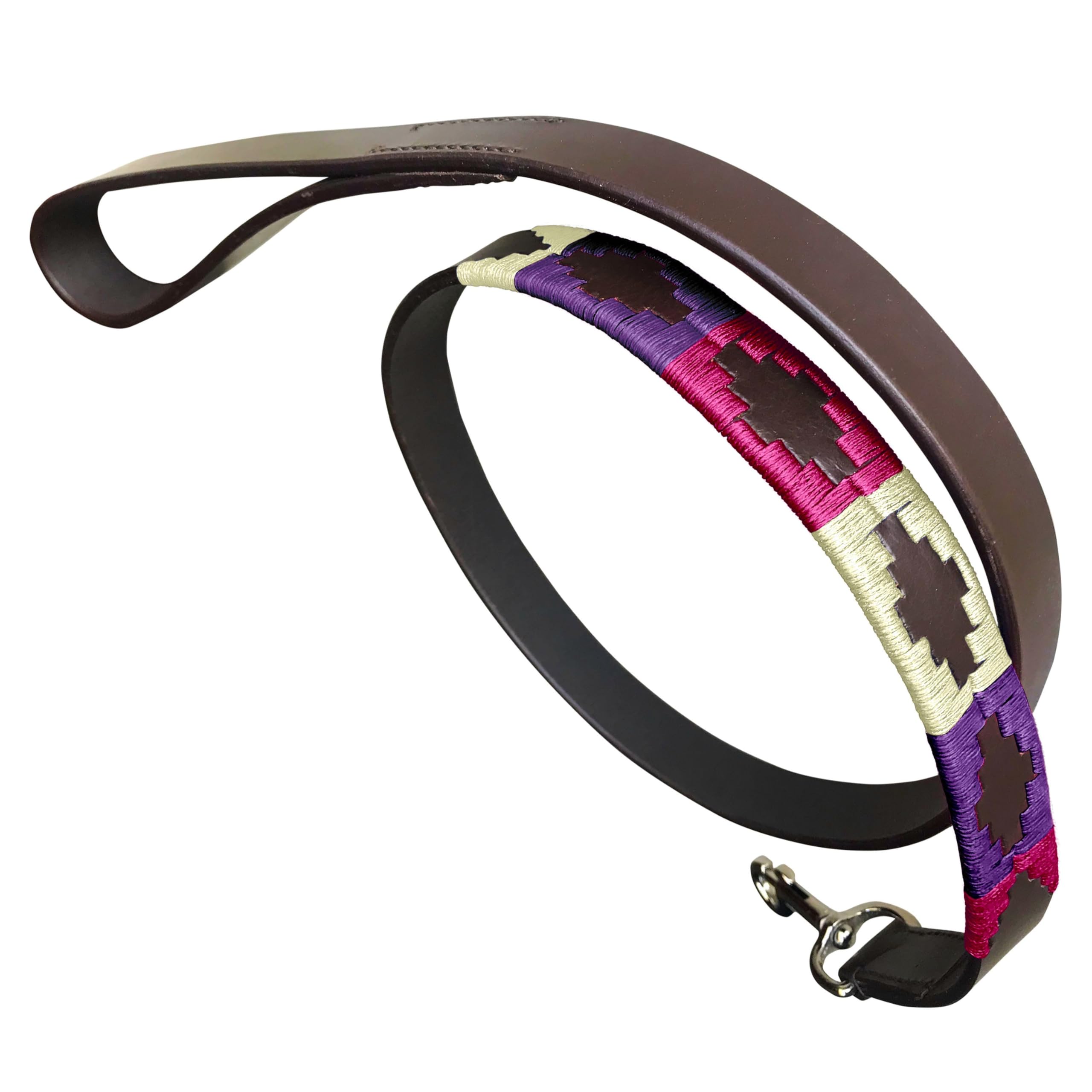 Carlos Diaz Genuine Leather Waxed Embroidered Polo Dog Lead