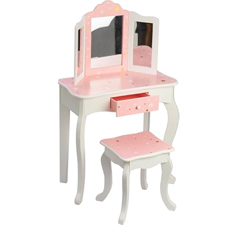 Milliard Kids Vanity Makeup Table And Chair Set Pretend Beauty Make Up Stool Play Set For Children Pink With Mirror Children S Furniture Amazon Com Au