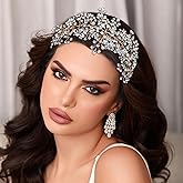 Mpoikba Rhinestone Bride Headband, Elegant Wedding Hair Pieces for Brides, Bridal Hair Accessories(Gold)