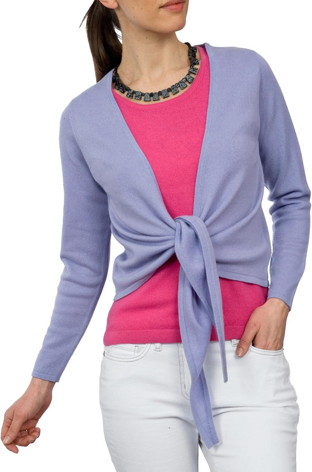 cashmere tie front cardigan