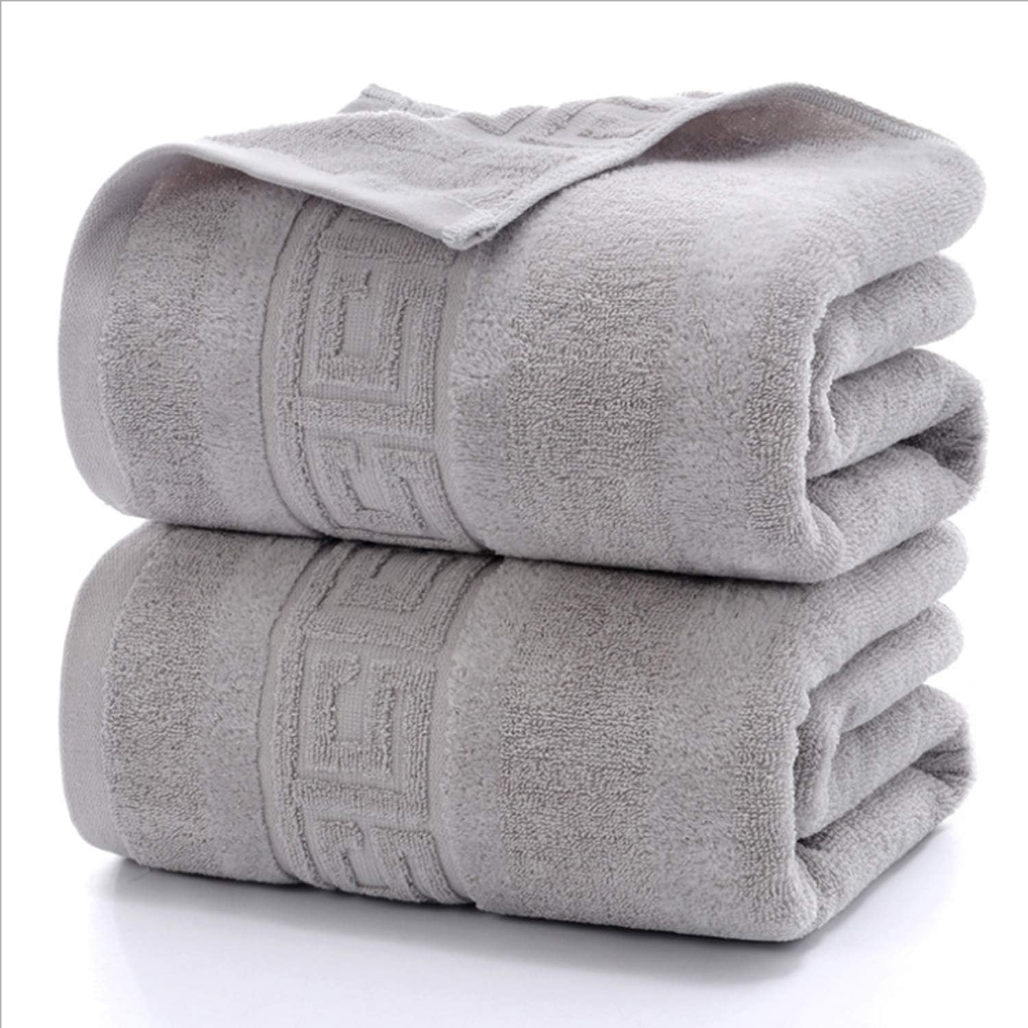 Bath Towel for Adults Cotton Gray 2 Piece Set 70 × 140cm Soft Absorbent
