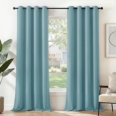 Deconovo Eyelet Curtains Thermal Insulated Ring Top Blackout Sky Blue 140x180 1