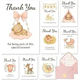 C2U Baby Shower Thank You Cards for Girl - 24 Pack with Envelopes & Gold Stickers,Baby Shower Greeting Cards Bulk for Newborn Party