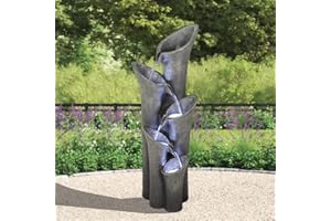 chillscreamni Outdoor Waterfall Fountain - 39 1/2” H Garden Fountains Outdoor Designed with 5-Tiered Cylindrical&LED Lights for Indoor-Outdoor Decor, Cascading Water Features Outdoor for Relaxing