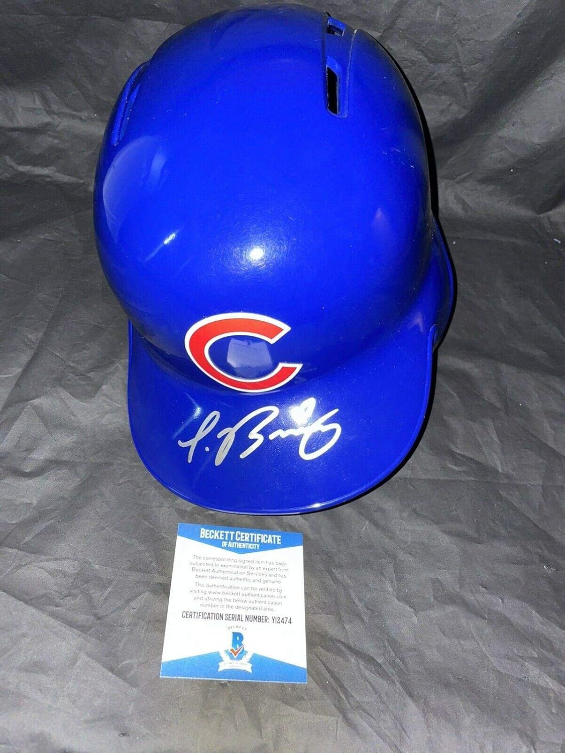 Javy Baez Signed Official Chicago Cubs Full Size Replica Helmet 16 WS Beckett