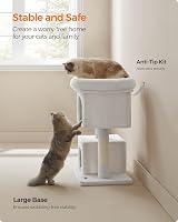 Feandrea Cat Tree Tower 84 cm Large Cat Perch 56x40 cm 2 Caves Cream view 9