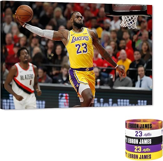 Amazon Com Lebron James Dunks Canvas Wall Art Los Angeles Lakers 23th Picture Nba Super Star Art Work For Home Wall Decor Lebron James Posters For Men Boys Room Decorations For Bedroom Office