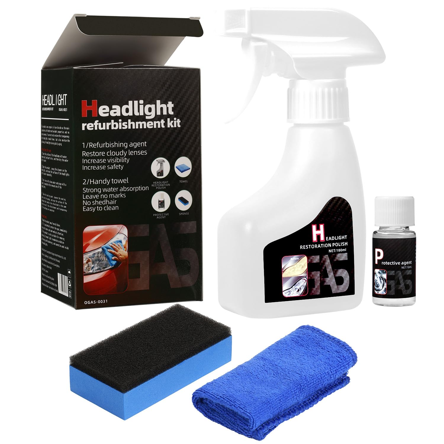 Photo 1 of WAZNFYV Headlight Restoration Kit, Automotive Headlight Cleaner Oxidized and Yellowed Head Light Restoring Kit for All Vehicle Types (400, Grams)