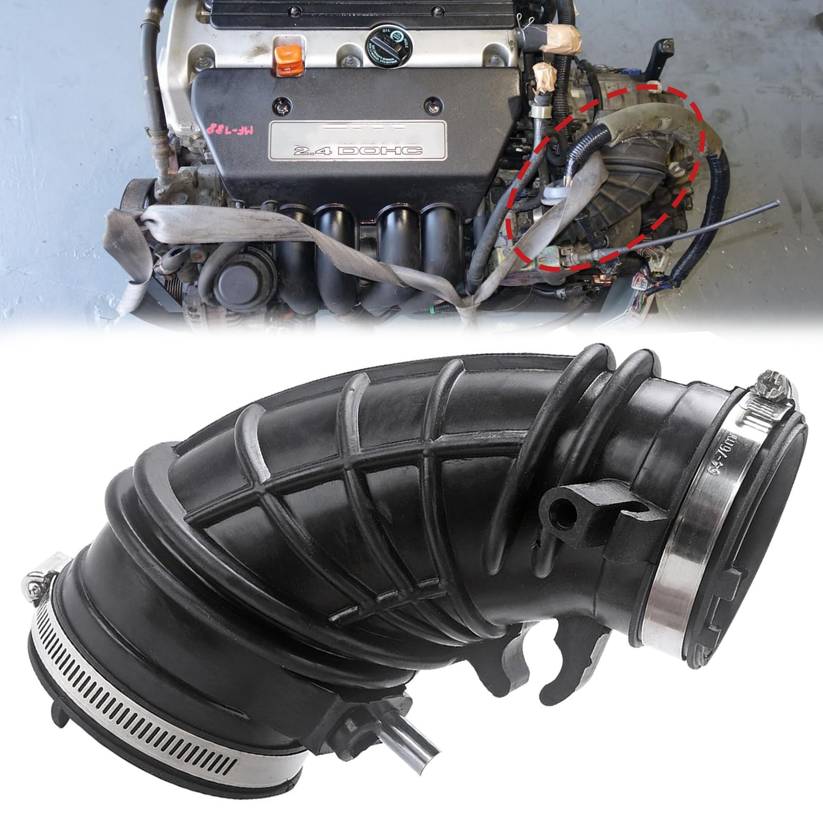 Photo 1 of Dtomi Engine Air Intake Hose, Air Intake Duct Tube Boot Compatible With Honda Acura Vehicle CR-V 2.4L 2002-2004, RSX 2.0L 2002-2006 Replace# 17228-PNE-G00 17228PNEG00 696-031 HS0014