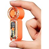 HUIQIHK Portable Mini Handheld Fan, 100 Speed Adjustable Pocket Fan with Digital Display, USB-C Rechargeable Personal Fan, Long Battery Life, Small Cooling Fan for Travel(Orange)