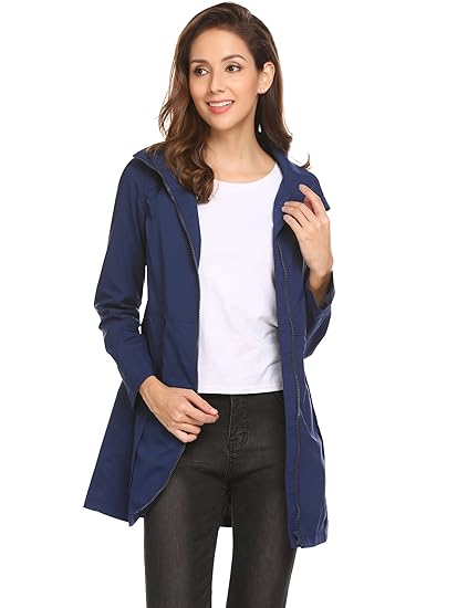 Parabler Damen Regenjacke Regenmantel mit Kapuze Tasche Funktionsjacke Regenparka Wasserdicht Atmungsaktiv Sommer