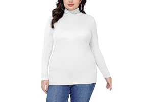 COOTRY Women’s Plus Size Turtleneck Mock Neck Tops Long Sleeve Lightweight Slim Fitted Base Layer Shirts