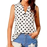 Holipick Women 2024 Sleeveless V Neck Tunic Tank Tops Long Chiffon Blouses Loose Casual Shirt for Summer