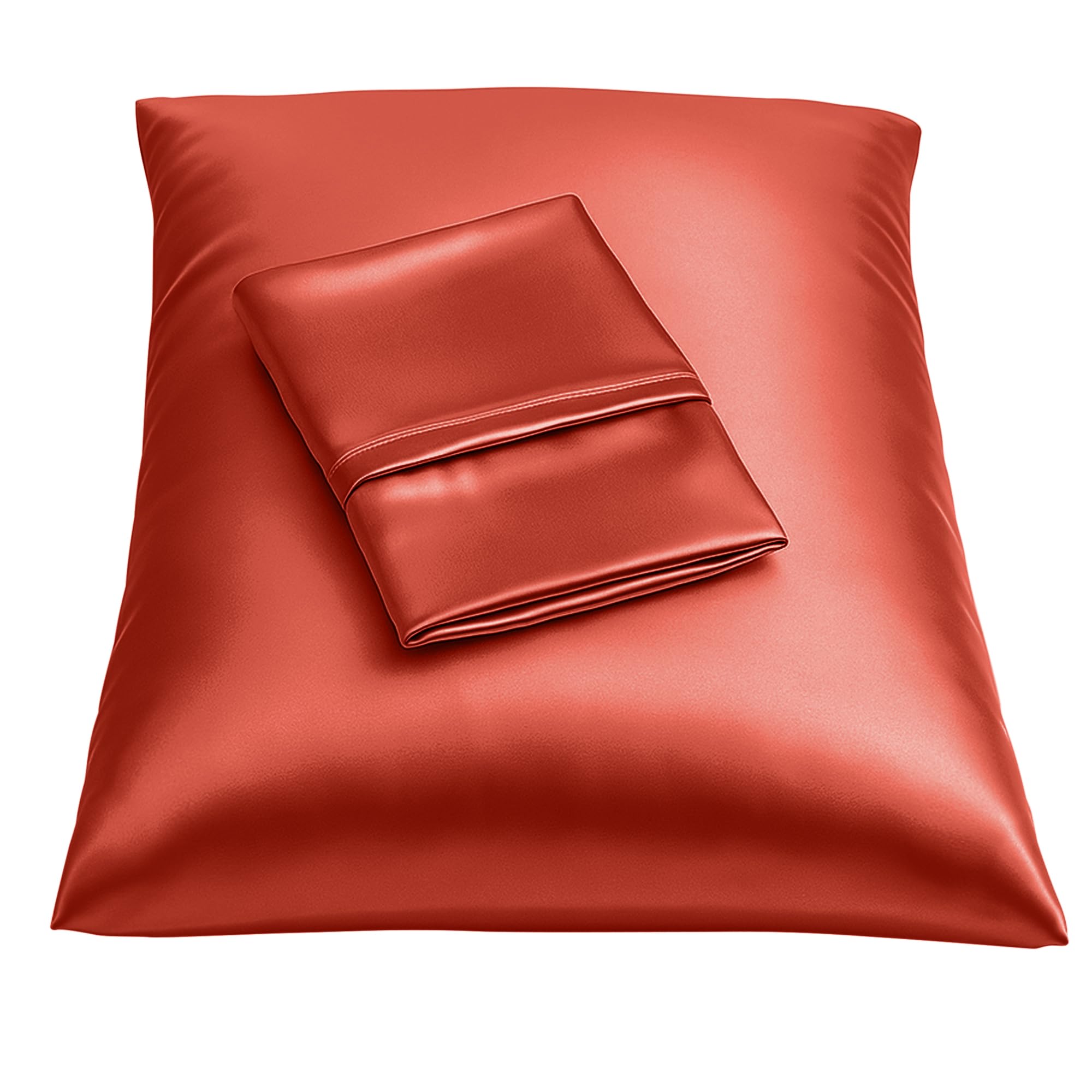 Photo 1 of BLISSFORD Satin Pillowcase with Zipper, for Hair and Skin Care, Feels Soft and Cool Like a Silk Pillowcase, Satin Pillow Cases 2 Pack, Slik Pillow Cover, Rust - Standard Size, Set of 2