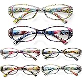 ZONLON 6 Pack Reading Glasses for Women, Blue Light Blocking Ladies Readers, Spring Hinge Fashion Pattern Print Eyeglasses