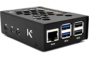 KKSB CASES KKSB Raspberry Pi 5 Case - Sandblasted Aluminum - Space for Official Raspberry Pi 5 Active Cooler - Laser Ecthed Pin Labels - Integrated Start Button