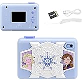ekids Disney Frozen Kids Camera with SD Card, Digital Camera for Kids with Video Recording, Built-in Digital Stickers (Frozen)