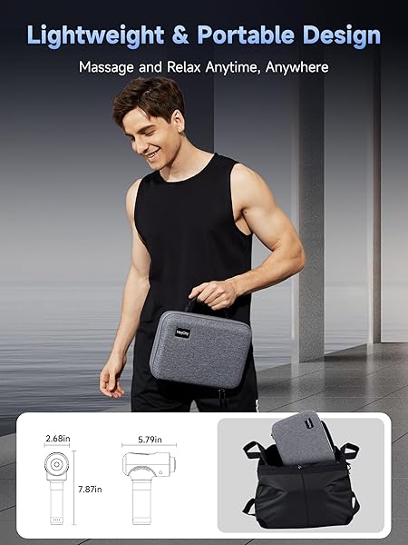 HEYCHY MASSAGE GUN DEEP TISSUE WITH HEAT HEAD, HANDHELD MUSCLE BACK MASSAGER WITH CARRY CASE, PORTABLE PERCUSSION MASSAGER GUN WITH 6 REPLACEMENTS FOR ATHLETES PAIN RELIEF
