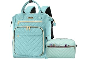 Kuosdaz Crochet Bag Backpack, 2PCS Knitting Backpack with Yarn Bag Organizer, Quilted Yarn Holder for Crochet Accessories, Knitting Needles, Knitting Supplies, Teal