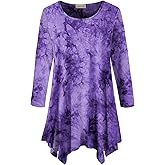 LARACE Plus Size Tops for Women 3/4 Sleeve Shirts Tunic Tops Loose Fit Basic Lady Clothes