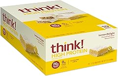 think! Protein Bars, High Protein Snacks, Gluten Free, Kosher Friendly, Lemon Delight, Nutrition Bars, 2.1 Oz per Bar, 10 Cou