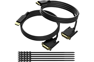 KXABLE DisplayPort to DVI Cable (10 FT, 2-Pack), DP to DVI-D Adapter Cord, Display Port to DVI Male to Male Converter Cable, Gold-Plated, 1080P@60Hz, for PC, Laptop, HDTV, Projector, Monitor, with 25 Ties