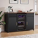 GDLF Large Coffee Bar Cabinet with Fridge Space, Mini Fridge Cabinet with Wine Storage, Buffet Sideboard Table for Home, Flut