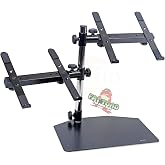 Fat Toad Double DJ Laptop Stand (Table-Top PRO Edition) &ndash; 2 Tier Portable PC Computer Equipment Rack with Support Mounts for Music Studio Mixers, Controllers, Monitors &amp; Disc Jockey Booth Gear