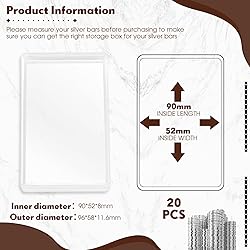 Ctosree 20 Pcs 10 oz Silver Bar Case 10 oz Clear