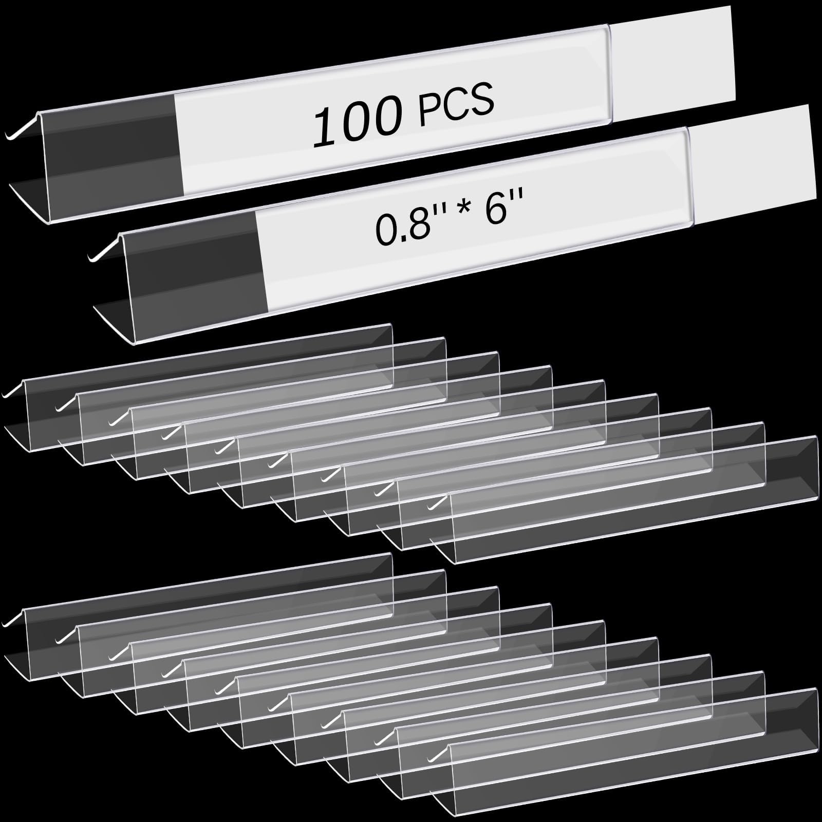 Photo 1 of Teling 100 Pieces Shelf Label Holder, Clear Plastic 0.875'' x 6'' Shelves Clip Wood Tags Ticket Sign Label Metal Holders for 0.75'' Thick Shelves Includes Matched Blank Inserts Offices Libraries