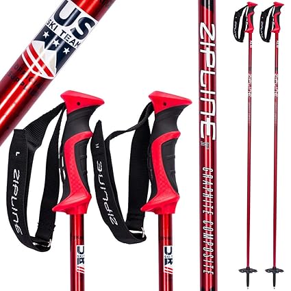Zipline Ski Poles Carbon Composite Graphite Blurr 160 Us Ski Team Official Ski Pole Downhillmenswomenskidsjuniorfreestyleracing Fire Engine