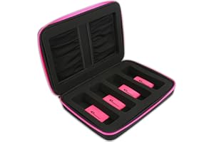 eD Elite HOT NEON Pink Quad Storage CASE for Your Active 3-D Glasses with 4 Microfiber Cleaning Cloths for 3D Glasses with Foldable arms by eDimensional Elite Series (Pink)