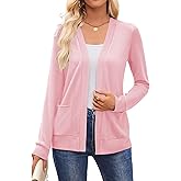 Halife Womens Lightweight Cardigans with Pockets Long Sleeve Casual Soft Open Front Knit Cardigan Sweaters