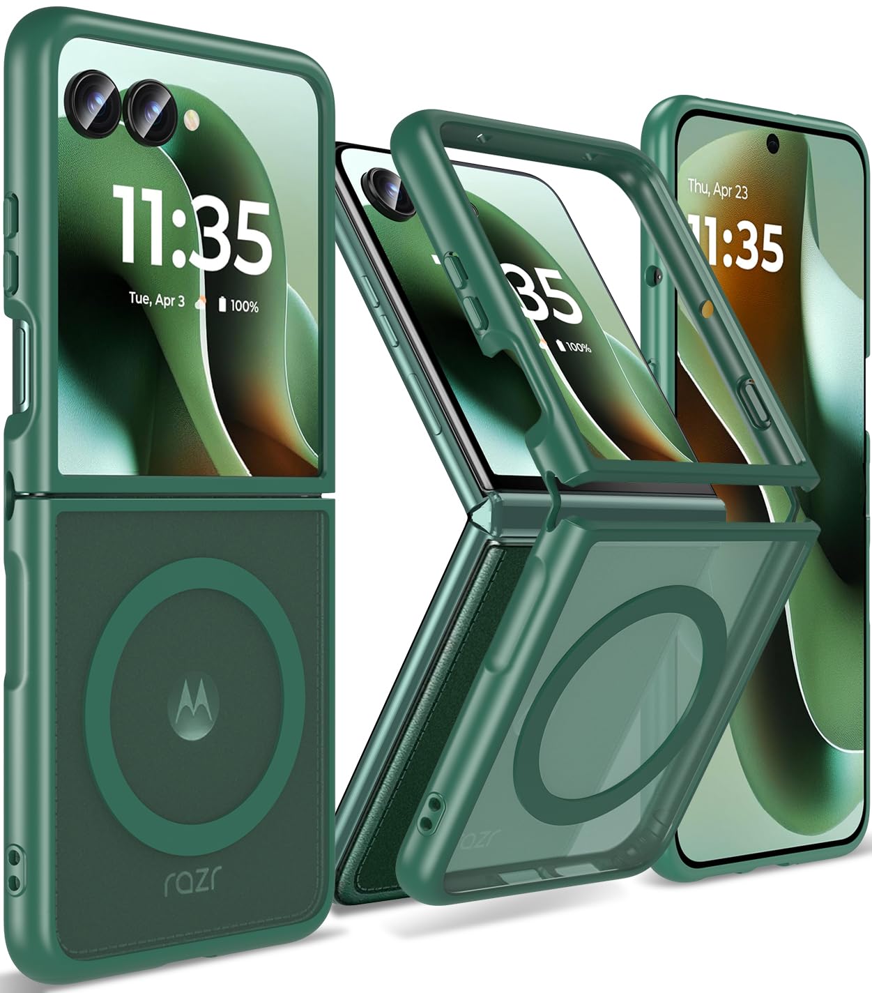Fin2feel Magnetic Case for Moto Razr Ultra 2025 Case, Compatible with Mag-Safe, Shockproof Yellowing Anti-Scratch Hard PC Matt Back Cover for Motorola Razr Ultra 2025,Green