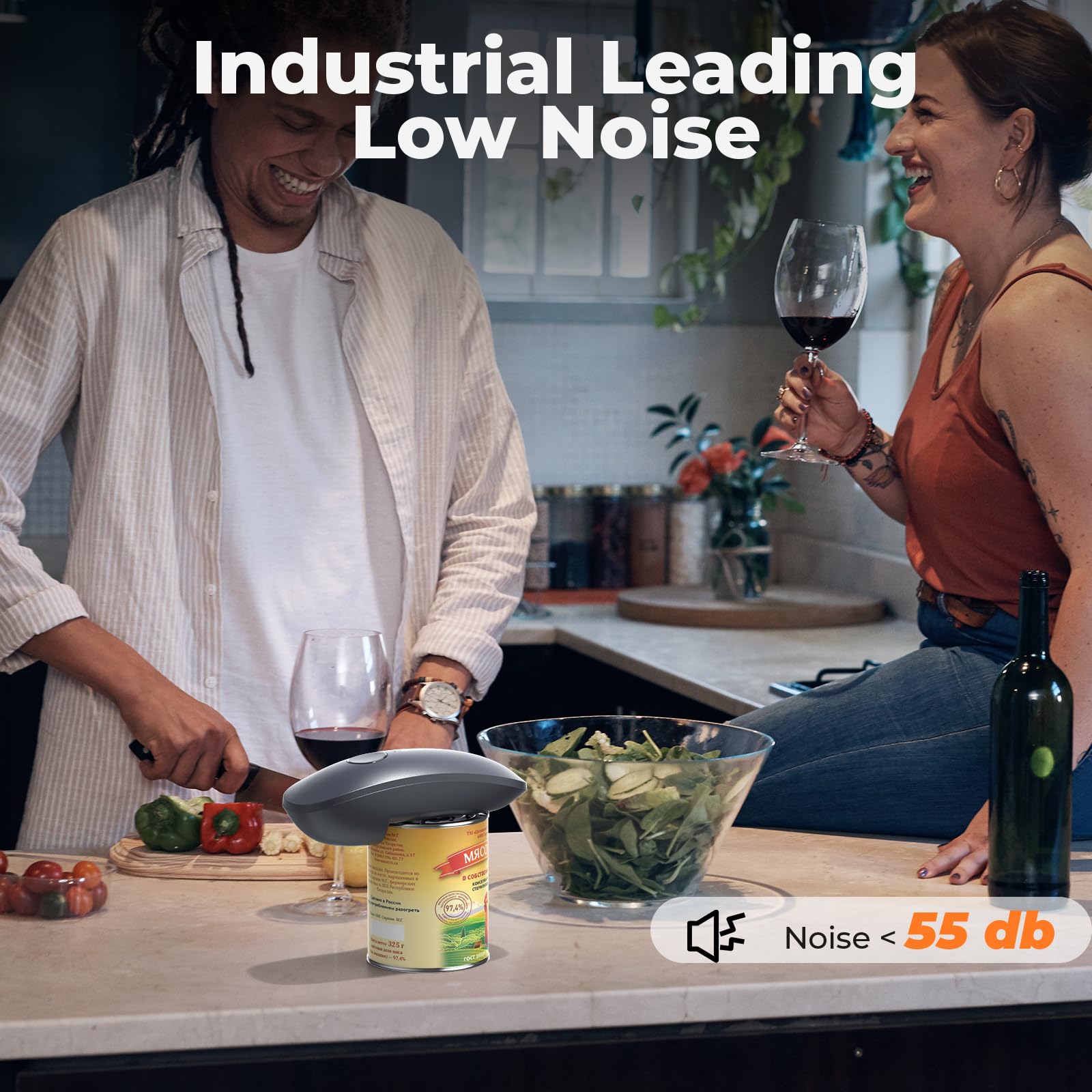 Canslab Ultrablde SE - USB Rechargeable Electric Can Opener for Kitchen for Seniors with Arthritis- Cordless Battery Powered Automatic, Side Cut, Smooth Edge, Handsfree, for Small or Large Cans, Grey