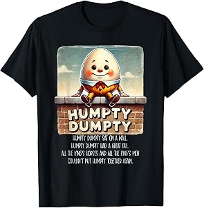 Humpty Dumpty Kids Nursery Rhyme Retro Humpty Dumpty Poem T-Shirt