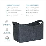 Hsthe Sea Firewood Bag Dark Grey Felt Log Carrier Tote Storage Organizer view 3